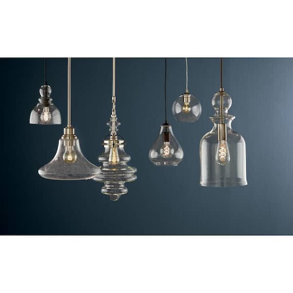 Home Decorators 8.38 in 1-Light Brushed Nickel Pendant w/ Clear Glass Shade 