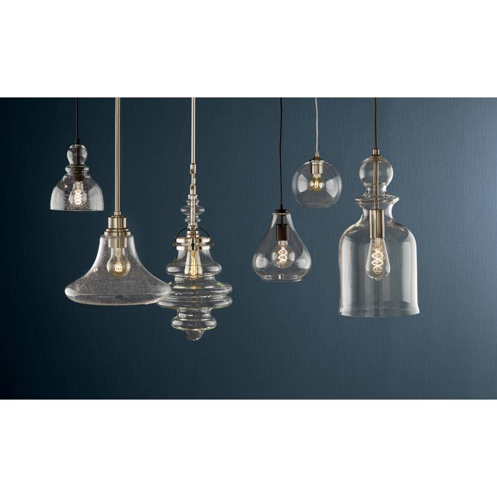 Fiona Vintage-Inspired Mini Pendant Light in Oil Rubbed Bronze with Hand-Blown Seeded Glass