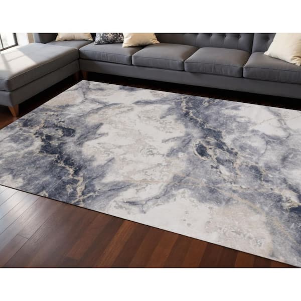 Blue 7 x 10 ft. Woven Abstract Rectangle Indoor Area Rug