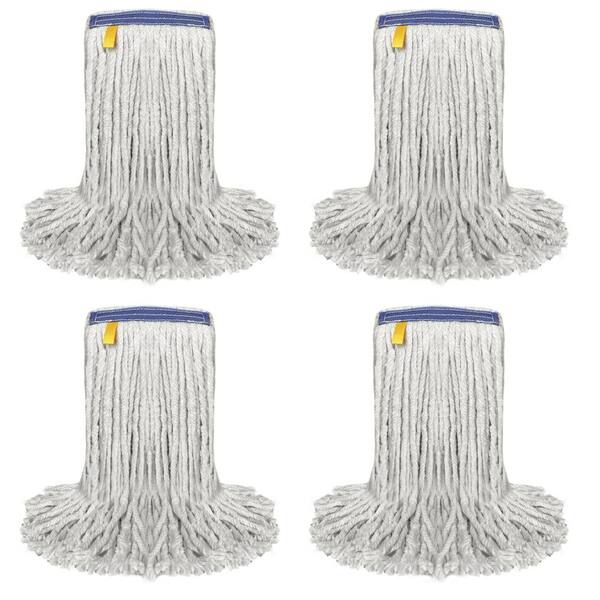 BISON LIFE 1.25 in. Cut End String Mop Cotton Mop Head Refill 16 oz. Natural (4-Pack)