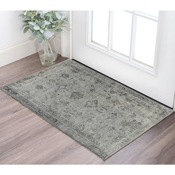 2 ft. x 3 ft. Gray And Charcoal Medallion Area Rug