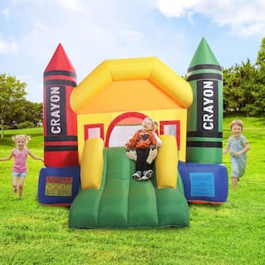 12.1 ft. x 9.2 ft. Inflatable Bounce House, Kid Jump Castle Bouncer with Slide and Mesh Wall without Air Blower