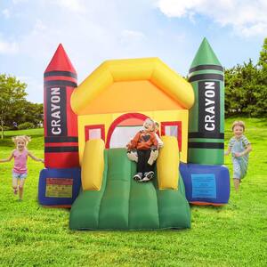 12.1 ft. x 9.2 ft. Inflatable Bounce House, Kid Jump Castle Bouncer with Slide and Mesh Wall without Air Blower