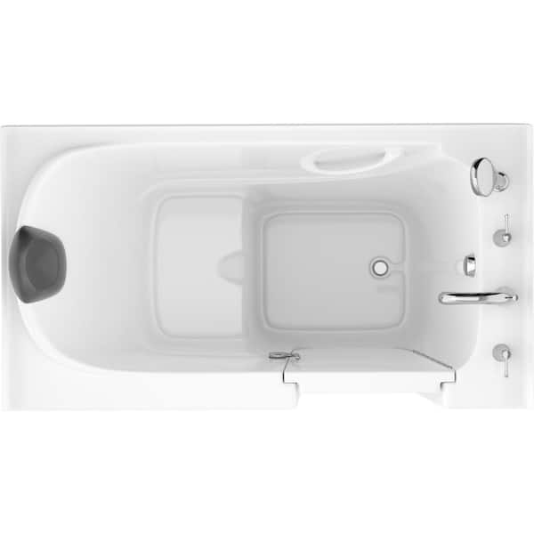 Safe Premier Series 32 in. L x 60 in. W Right Side Drain Soaker Bathtub in White with Fast Filling Faucet Set