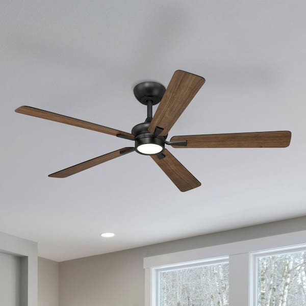 Rossby 52 in. Indoor Matte Black Transitional Ceiling Fan with Integrated 3000K LED with Remote Control Included