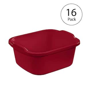 Large Multi Function Home 12 Qt Sink Dish Washing Pan, Red (16 Pack)