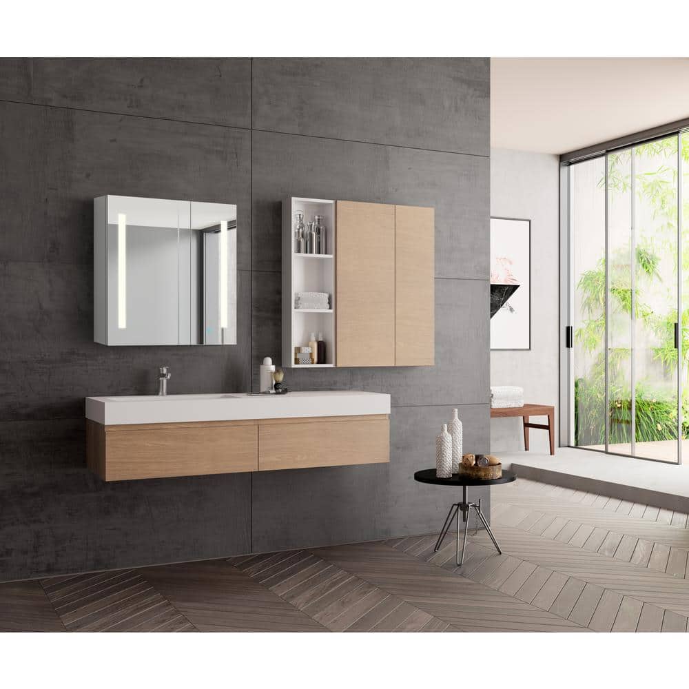 Ether 28" x 32" Frameless LED Mirror Aluminum Bathroom Cabinet
