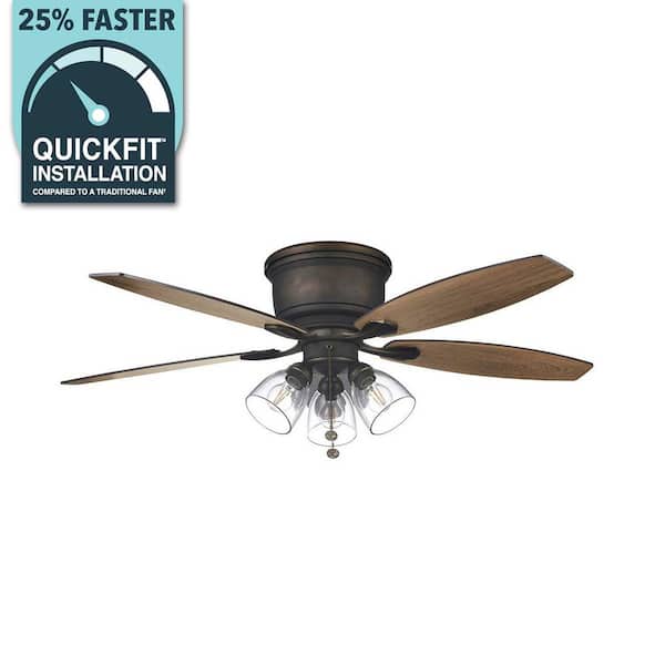 Stoneridge 52 in. Indoor LED Bronze Hugger Ceiling Fan with Light Kit, 5 Reversible Blades and Reversible Motor
