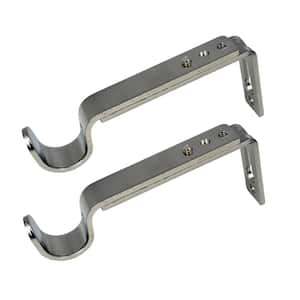 Brushed Nickel Steel Single 4 in. Projection Curtain Rod Bracket (Set of 2)