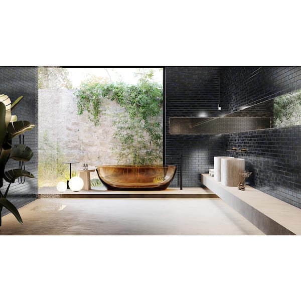 Glamor Iridescent Night Black 11.81 in. x 11.81 in. Polished Glass Wall Mosaic Tile (0.96 sq. ft./Each)