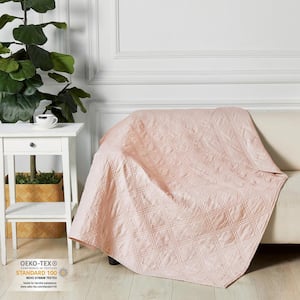 Washed Linen Blush Quilted Throw Blanket