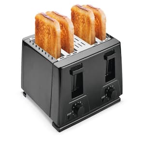 TS3118AB 800 W Four Slice Black Wide Slots Toaster