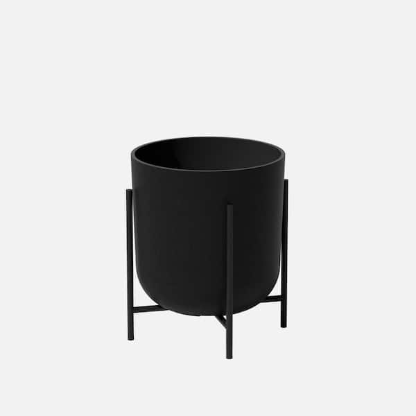 Veradek Kona 15 in. Raised with Stand Black Plastic Round Planter with Black Stand