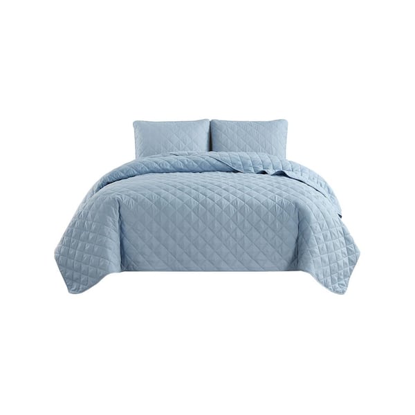 swift home Swift Home All-Season 2-Piece Light Blue Solid Color Microfiber Twin/Twin XL Quilt Set