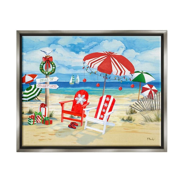 Stupell Industries Seas 'N' Greetings Scene by Paul Brent 1 Piece Floater Frame Graphic Print Nature Poster Art Print 21 in. x 17 in.
