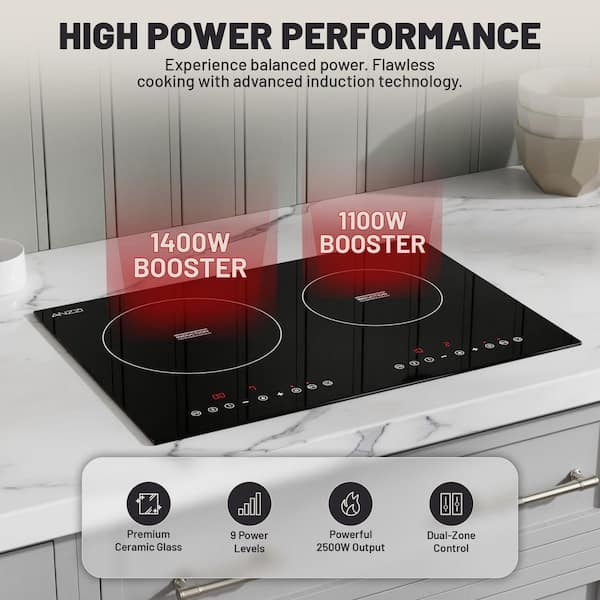 ANZZI 20 in. Induction Cooktop in Black with Child Safety Lock