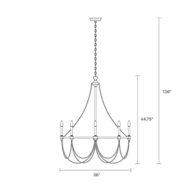 Generation Lighting - Studio Beverly 8-Light French Washed Oak and Distressed White Wood Beaded Wagon Wheel Farmhouse Candlestick Chandelier