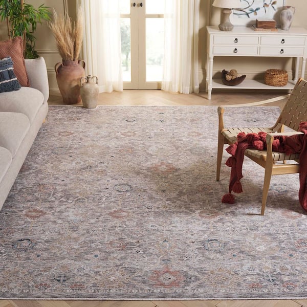 Autumn 8 ft. x 10 ft. Gray/Rust Blue Abstract Floral Area Rug