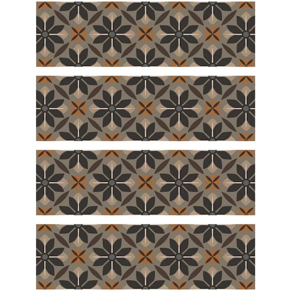 Bungalow Flooring FlorArt Nazareth 8.5 in. x 30 in. Printed Polyester Indoor Non-Slip Stair Tread Covers (Set of 4)