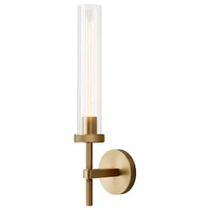 19 in. 1-Light Gold Wall Sconce, Modern Wall Light with Glass Tube for Living Room, Dining Room (1-Sets)