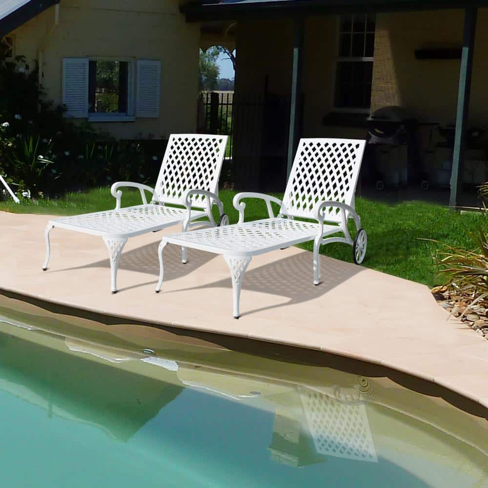 Aluminum Cast Outdoor Lounge Chair in White Set of 2 price history on PriceWatchPro