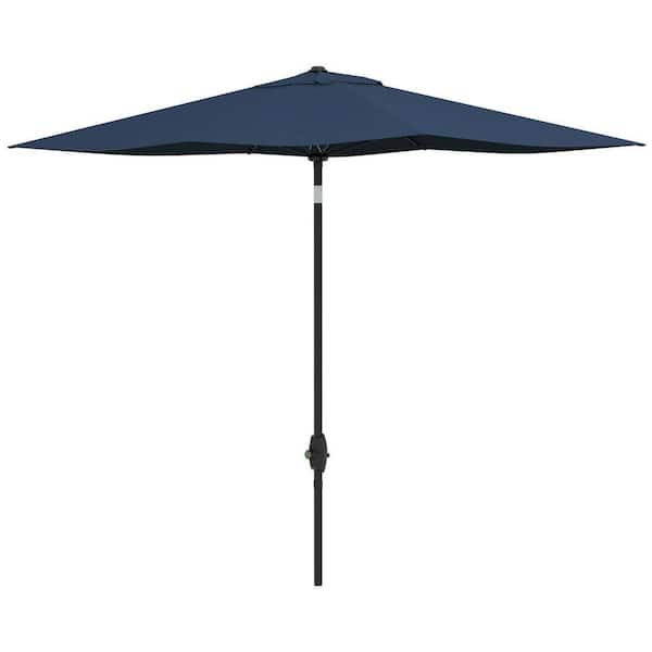 6.7 ft. x 9 5 ft. Rectangular Patio Umbrella with Crank and Tilt-UV 50+ Sun and Rain Shade, Blue