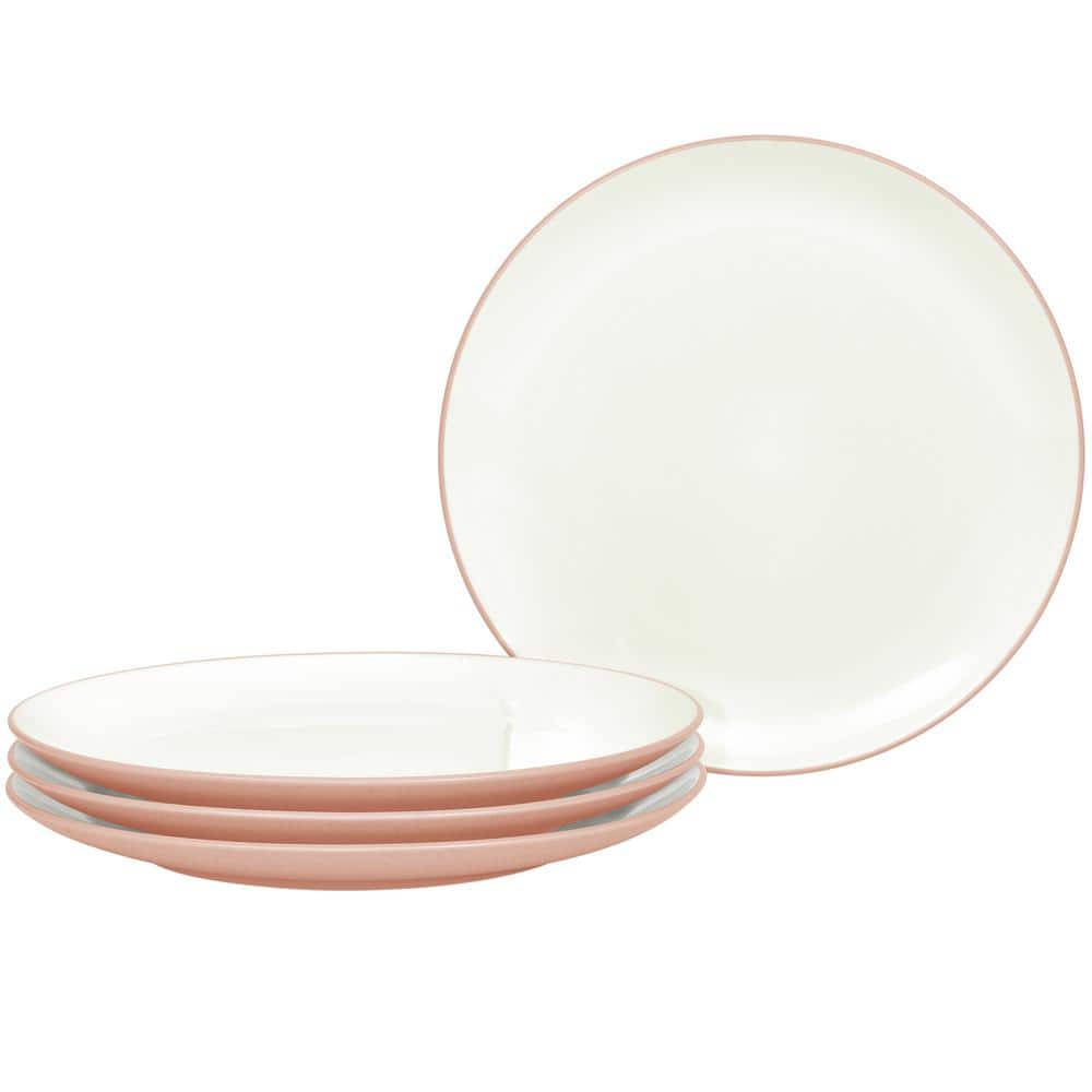 Pink Ceramic Microwave-Safe Dinner Plates, Set of 4