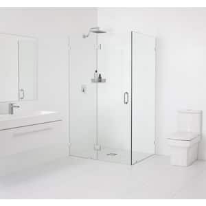 41 in. W x 37 in. D x 78 in. H Pivot Frameless Corner Shower Enclosure in Polished Chrome Finish with Clear Glass