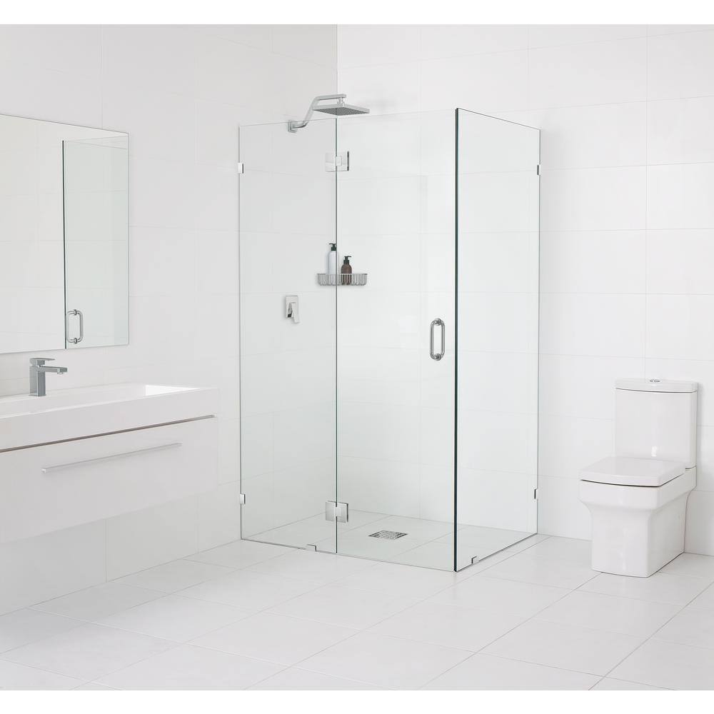 Polished Chrome Frameless Glass Hinged Shower Enclosure, 78" Height