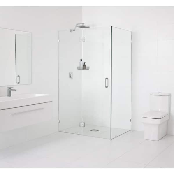 Glass Warehouse 46 in. W x 37 in. D x 78 in. H Pivot Frameless Corner Shower Enclosure in Polished Chrome Finish with Clear Glass