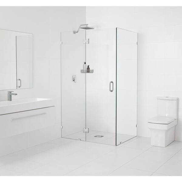 Glass Warehouse 51 in. W x 42 in. D x 78 in. H Pivot Frameless Corner Shower Enclosure in Polished Chrome Finish with Clear Glass