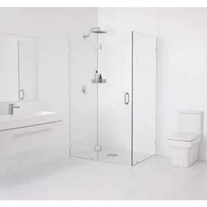 56 in. W x 47 in. D x 78 in. H Pivot Frameless Corner Shower Enclosure in Polished Chrome Finish with Clear Glass