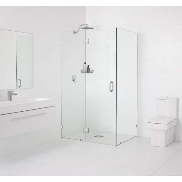 Glass Warehouse Frameless Shower Door - Wall Hinge - with Enduroshield Glass  Coating 78” x 58 Chrome 