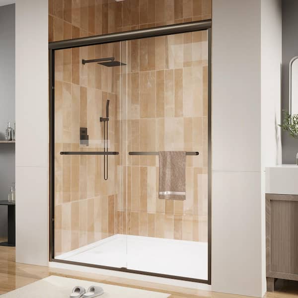 ORGANNICE 46 in. - 48 in. W x 72 in. H Sliding Framed Shower Door in Oil Rubbed Bronze with Clear Glass
