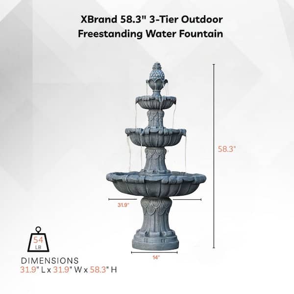 Fountainmサイズ XBRAND 58.3 in. H Electric Resin Tiered Fountain with Submersible