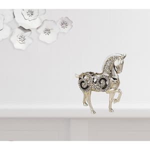 Victoria 12 in. Silver With Gold Polyresin Horse Statue Sculpture
