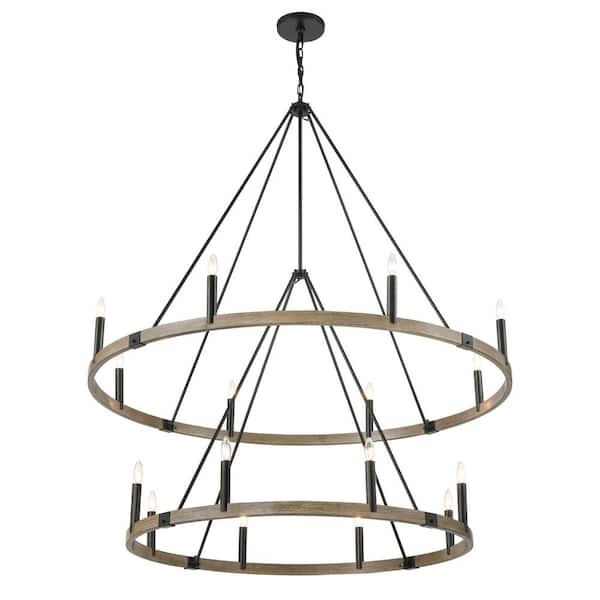 Titan Lighting Val de Loire 56 in. W 16-Light Oil Rubbed Bronze Chandelier with No Shades