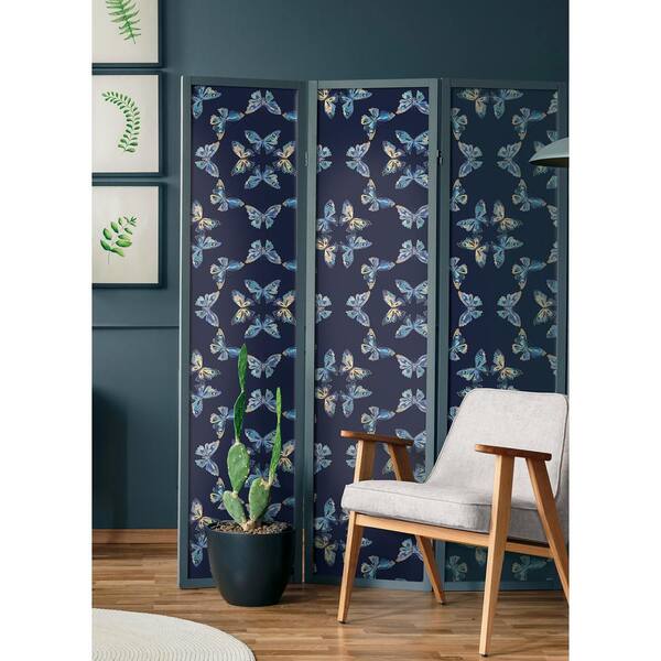 LFS5017 Everblooming Rosettes Blue Bella Ribbon Peel & Stick Wallpaper