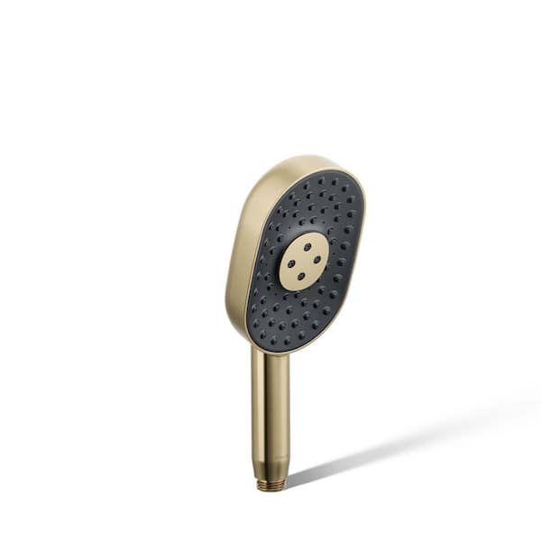 KOHLER Statement Oblong 3-Spray Patterns Wall Mount Handheld Shower Head 2.5 GPM in Vibrant French Gold