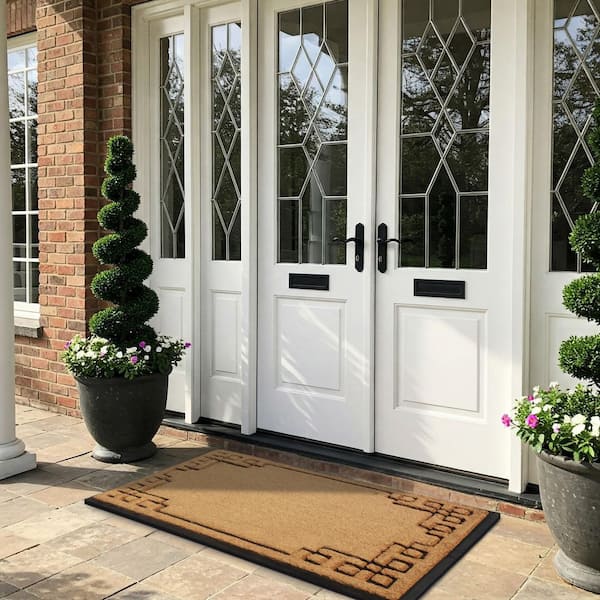 A1HC Rubber and Coir Beige 36 in. x 72 in. Non-Slip Heavy Duty Outdoor Doormat for Front Door, Thick Durable Entry Mat
