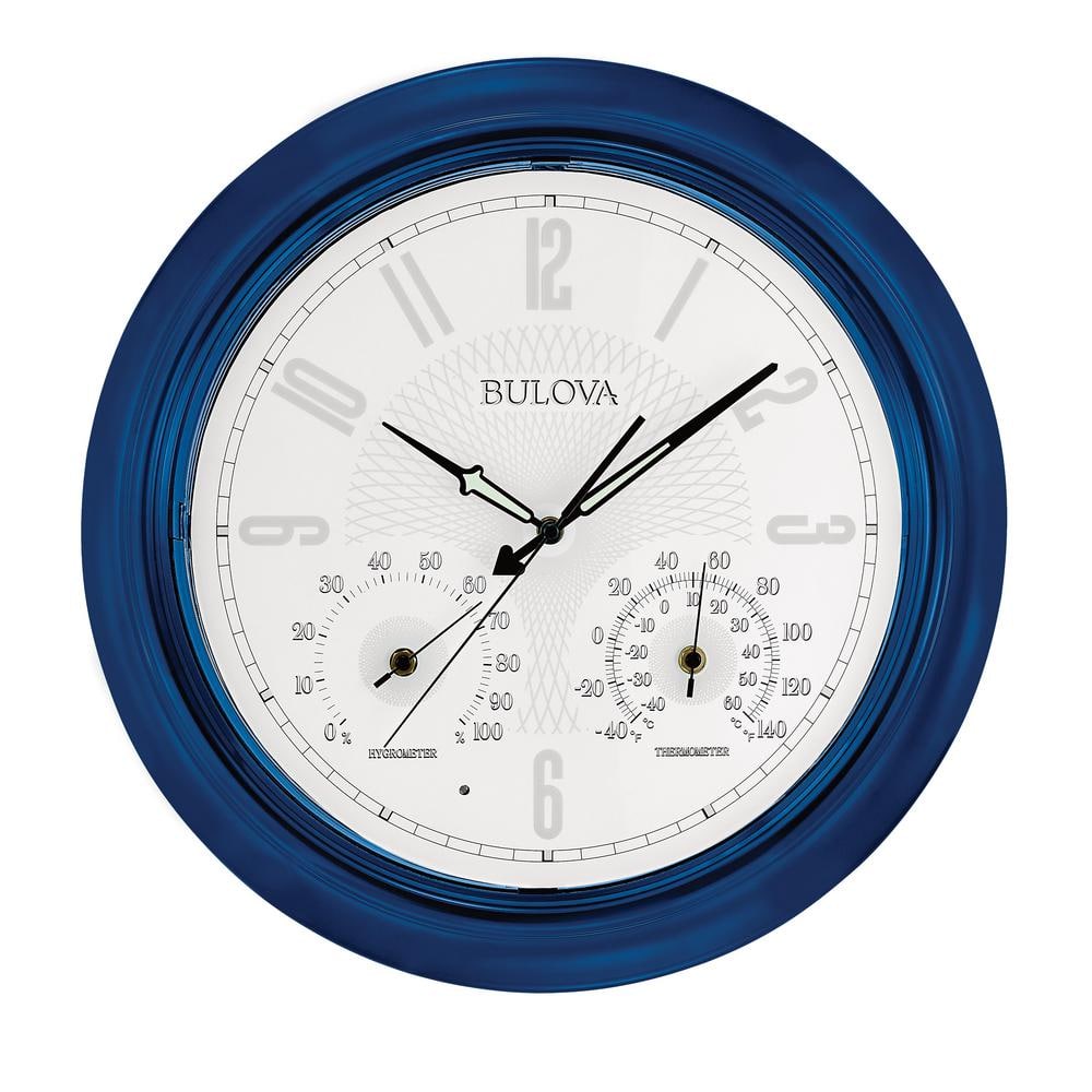 18 in. H x 18 in. W Royal Blue Indoor Outdoor Round Wall Clock with 5-Hour 