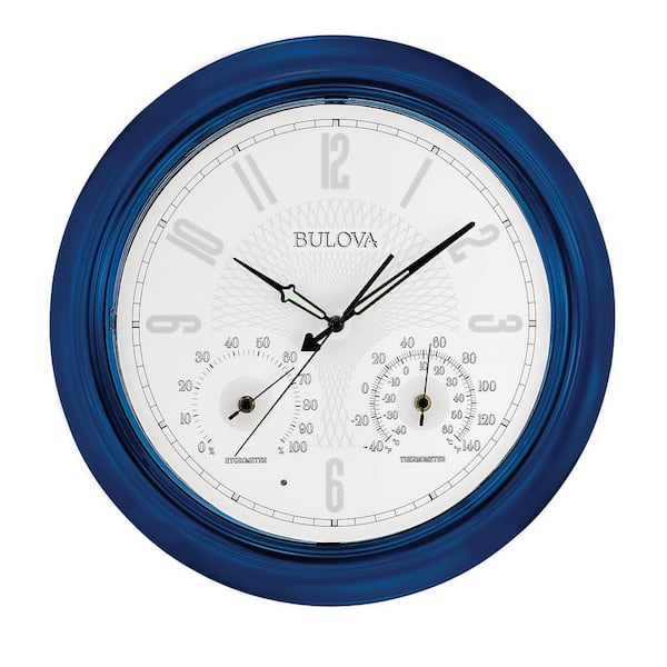 Bulova 18 in. H x 18 in. W Royal Blue Indoor Outdoor Round Wall Clock with 5-Hour Timer