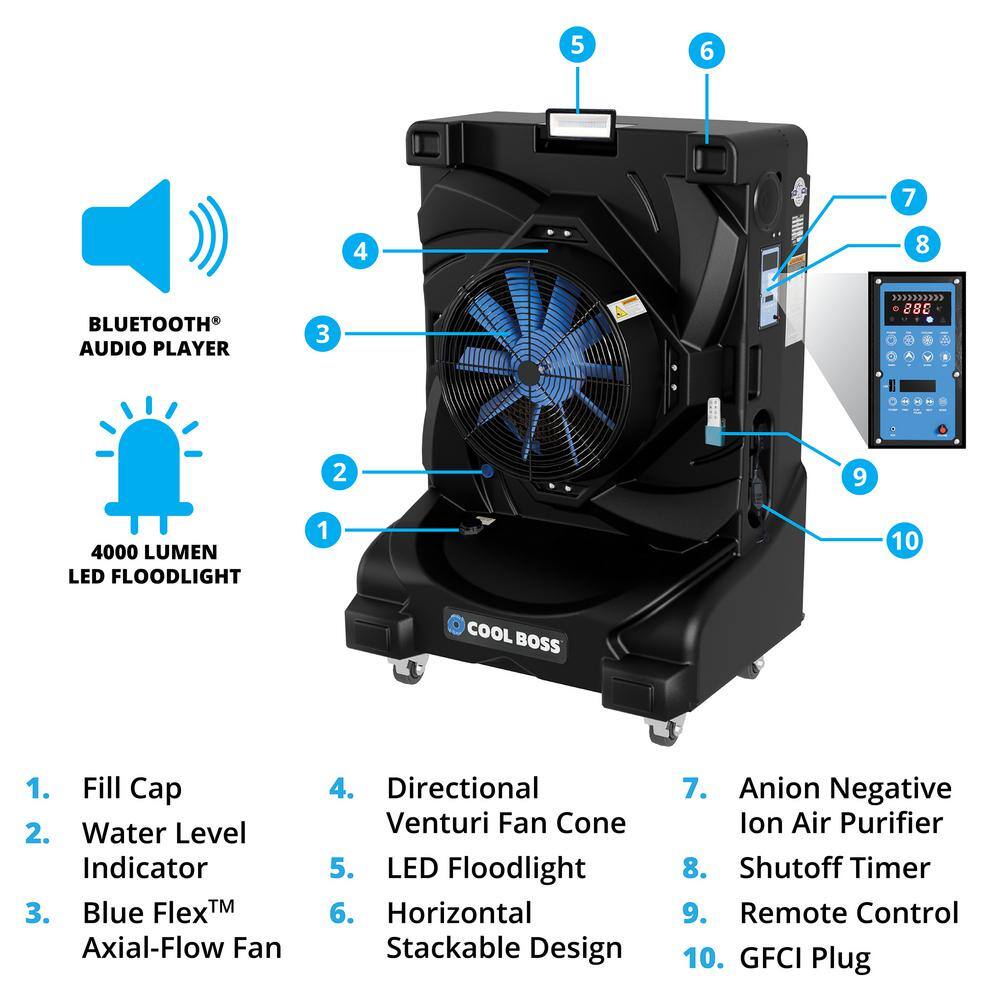 Cool Boss Black 80-Gallon Portable Evaporative Cooler with Remote Control