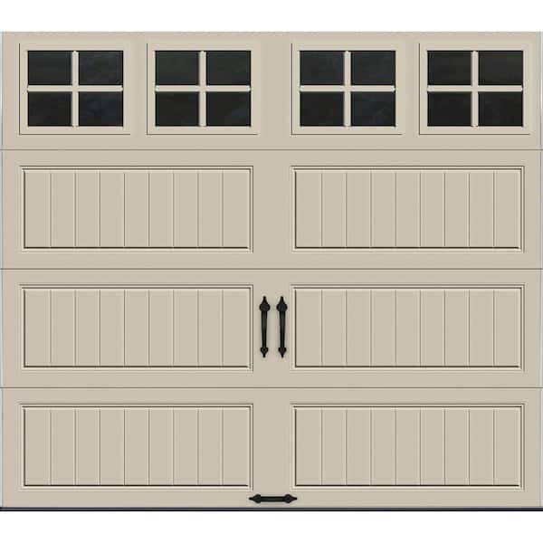 Clopay Gallery Steel Long Panel 8 ft x 7 ft Insulated 6.5 R-Value  Desert Tan Garage Door with SQ22 Windows
