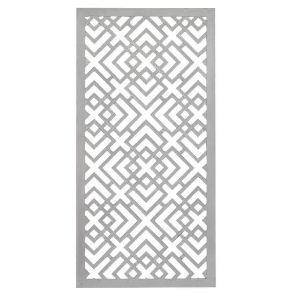 Litton Lane 24 in. x 48 in. Wood Gray Carved Geometric Wall Decor