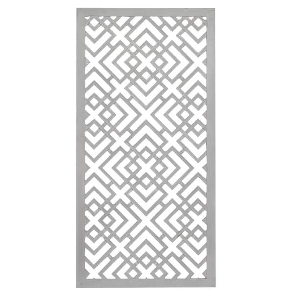 Litton Lane 24 in. x  48 in. Wood Gray Carved Geometric Wall Decor