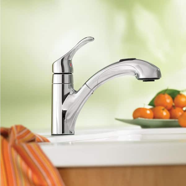 Renzo Chrome 9 in. H Pull Out Sprayer Kitchen Faucet with 360° Spout Swivel