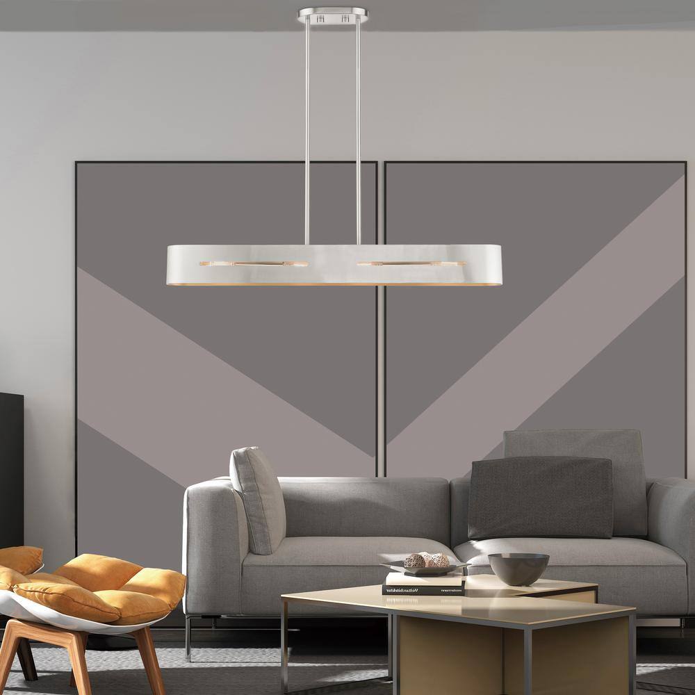Brushed Nickel 4-Light Linear Chandelier with Medium Bulb Base