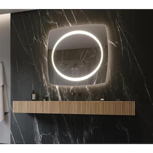 Halo 40 in. W x 40 in. H Irregular Frameless Wall Mounted Bathroom Vanity Mirror 3000K LED