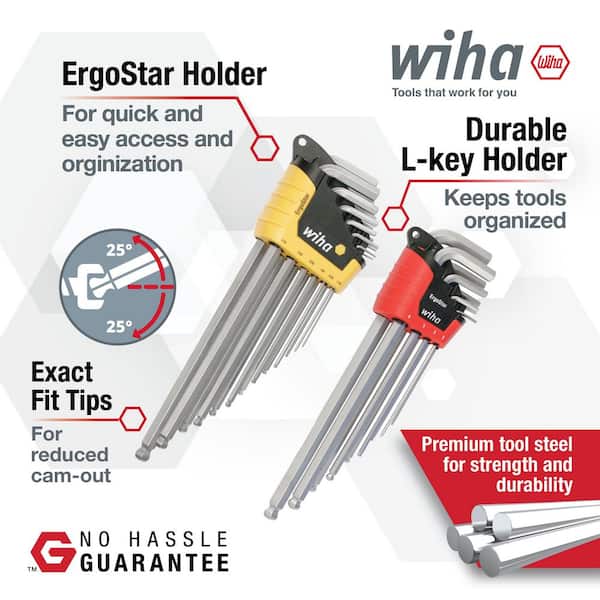 ErgoStar Ball Hex L- Key Set - Inch - Metric (22-Piece)
